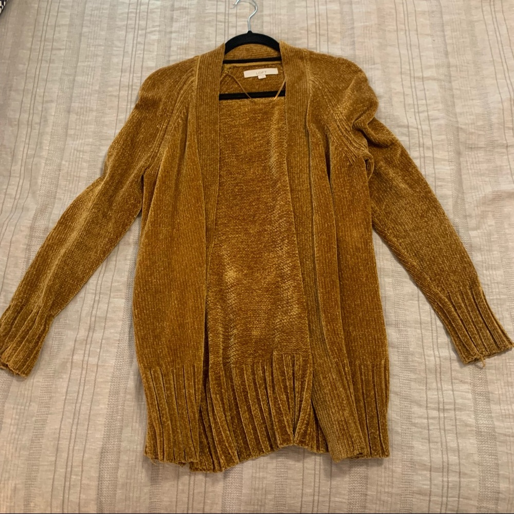 LOFT Gold Velour Cardigan